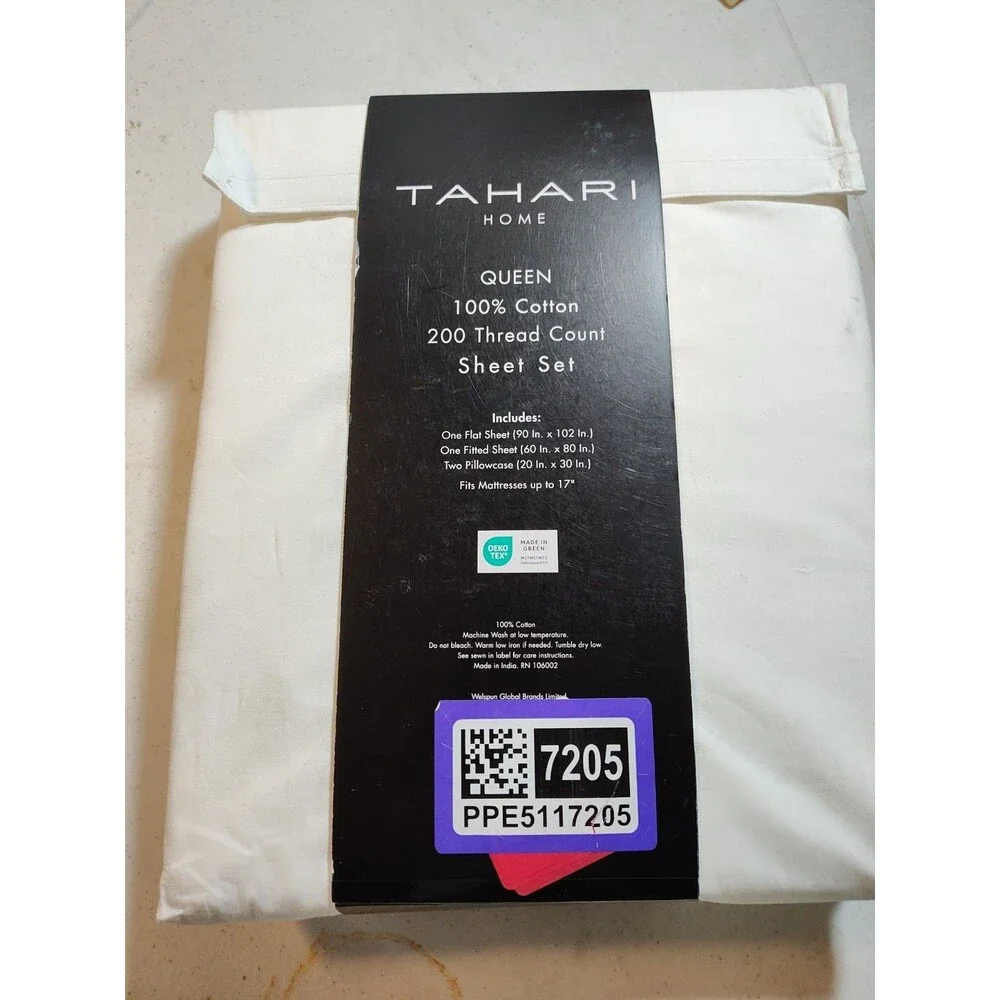 Tahari Queen 4 Piece Queen Sheet Off White 200 Count (845)